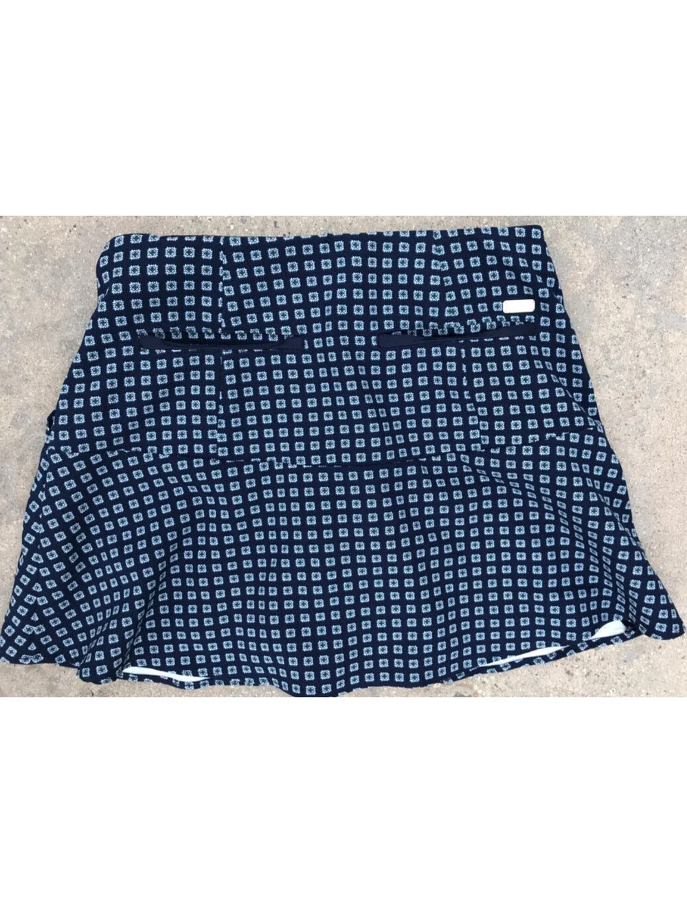 Polo Ralph Lauren Girls Size 2 Flare Skirt Estate Skort Blue Diamond Pattern